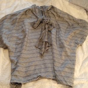 Thomas Wylde gray silk skull top with front tie, one size